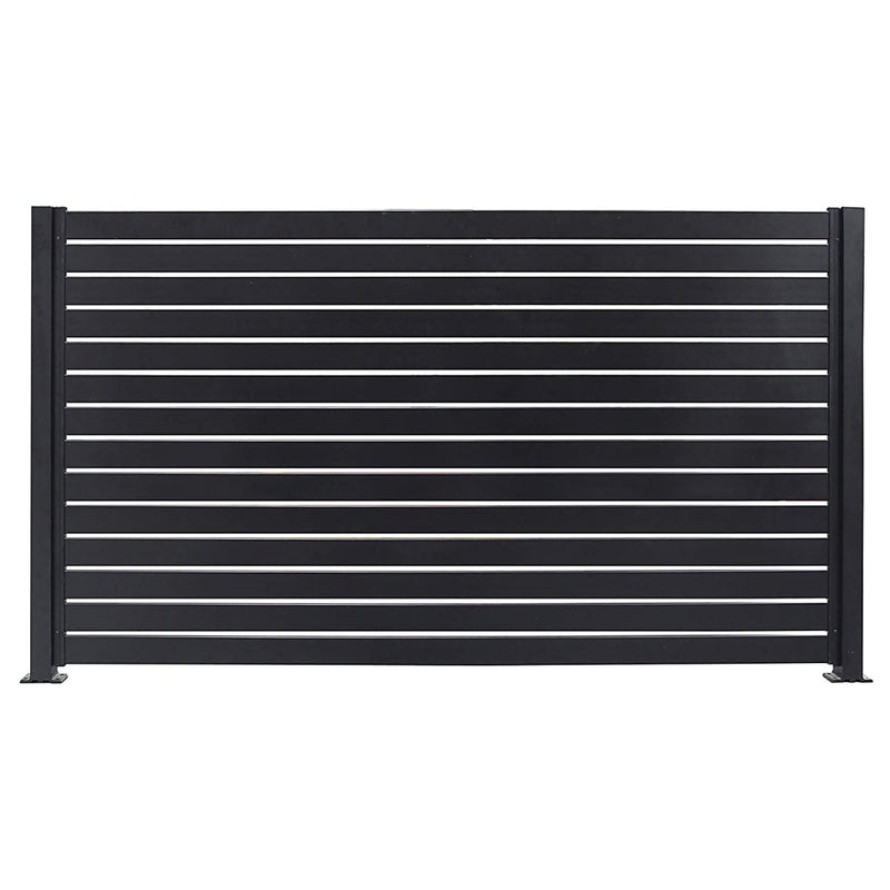 Stratco 8 x 6 Foot Quick Screen Aluminum Horizontal Slat Fence System, Black