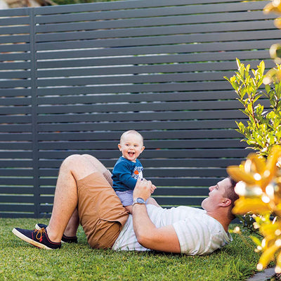 Stratco 71 x 39 inch Aluminum Quick Screen Horizontal Slat Gate Fencing, Gray