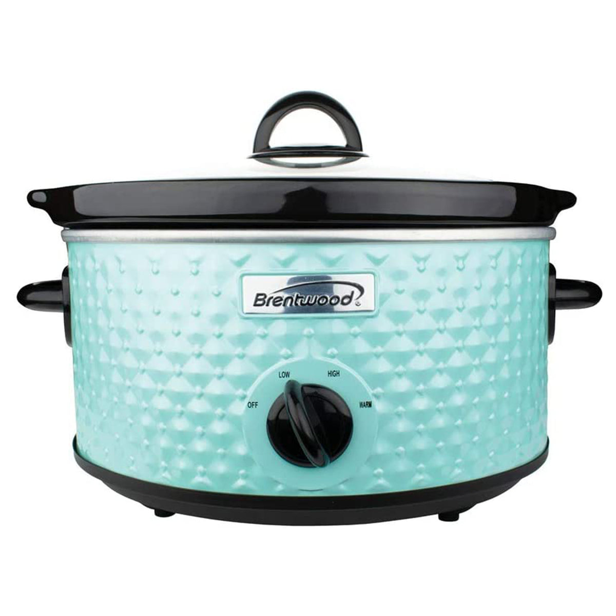 Brentwood 3.5 Qt Electric Diamond Pattern Slow Cooker Pot w/ Lid Blue (Open Box)