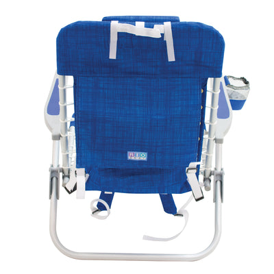 RIO Brands Portable 4 Position Lace Up Folding Backpack Beach Lounge Chair, Blue