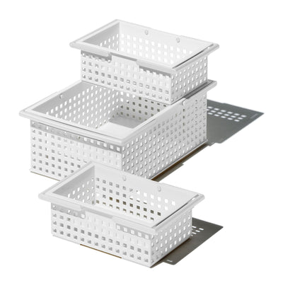 Like-It Universal Plastic Storage Organizer Basket 12 Piece Set 2 Sizes, White