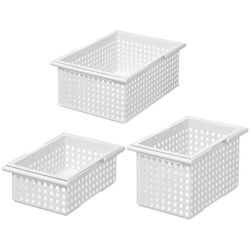 Like-It Stacking Plastic Bathroom Storage Organizer Basket Totes (3 Size Pack)