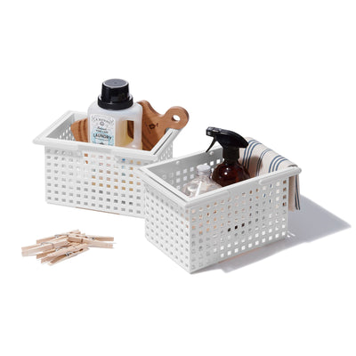 Like-It Universal Stacking Plastic Storage Organizer Basket 18 Piece Set, Gray
