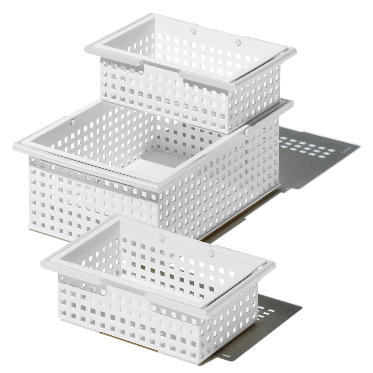 Like-It Universal Plastic Storage Organizer Basket 12 Piece Set 2 Sizes, White