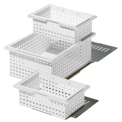 Like-It Universal Plastic Storage Organizer Basket 12 Piece Set 2 Sizes, White