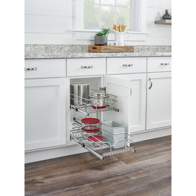Rev-A-Shelf 12" x 18" 2-Tier Cabinet Pull Out Wire Basket, Chrome (Refurbished)