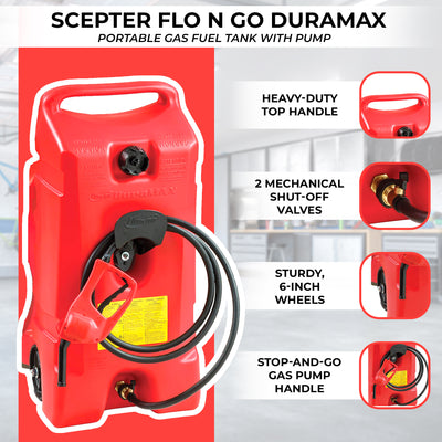 Scepter Flo N Go DuraMax 14 Gallon Portable Gas Fuel Tank with Pump (2 Pack)