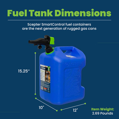 Scepter SmartControl Dual Handle Kerosene Can Container Jug, 5 Gal/18.9L, Blue - VMInnovations
