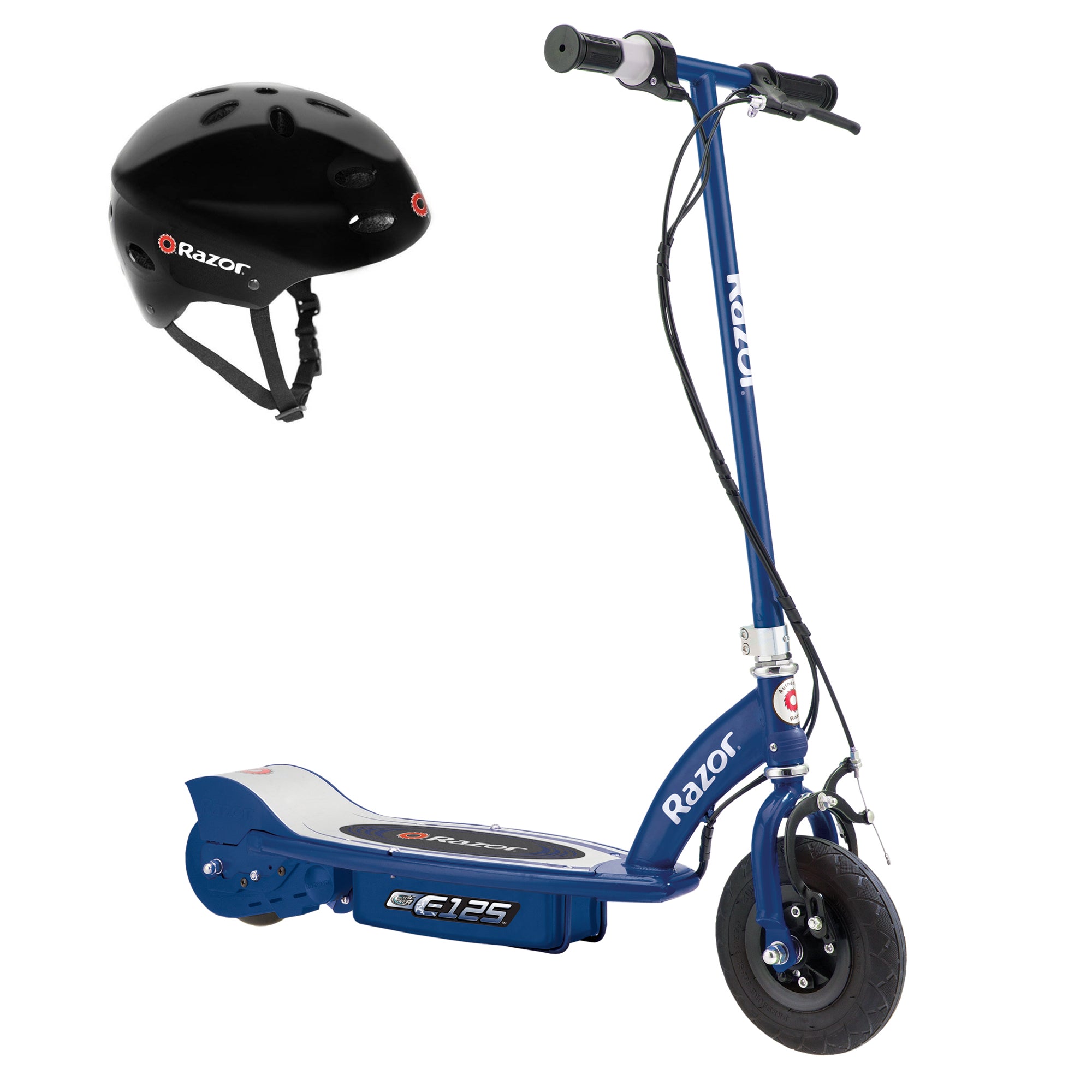 Razor E125 Kids Motorized 24V Electric Powered Ride On Scooter with Helmet, Blue - VMInnovations