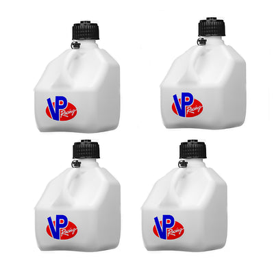 VP Racing 3 Gallon Square Heavy Duty Racing Utility Jug, White (4 Pack)