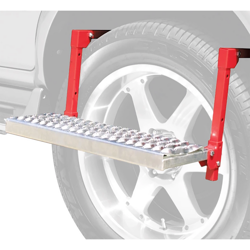 Powerbuilt Non-Slip Surface 4-Position Truck and Car Tire Service Step, Red