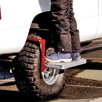 Powerbuilt Non-Slip Surface 4-Position Truck and Car Tire Service Step, Red