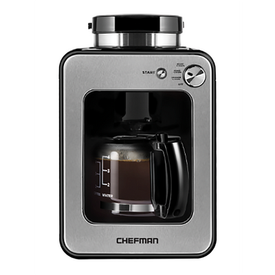 Chefman Grind and Brew 4-Cup Compact Coffee Maker and Grinder (Open Box)
