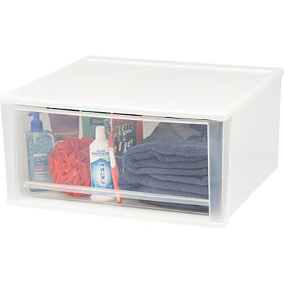 IRIS USA 7 Qt Plastic Extra Large Stacking Tote Drawer, White, 4 Pack (Used)