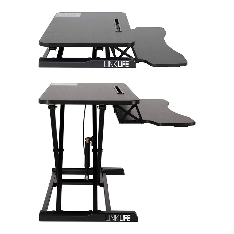 Living Essentials Sit Stand Desk Adjustable Workstation Riser Converter, Black
