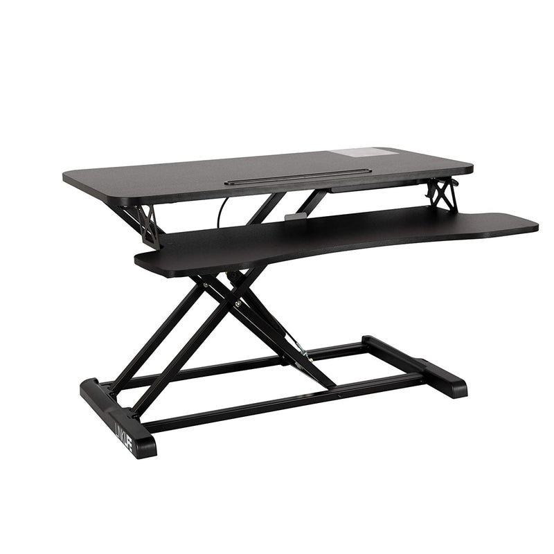 Living Essentials Sit Stand Desk Adjustable Workstation Riser Converter, Black