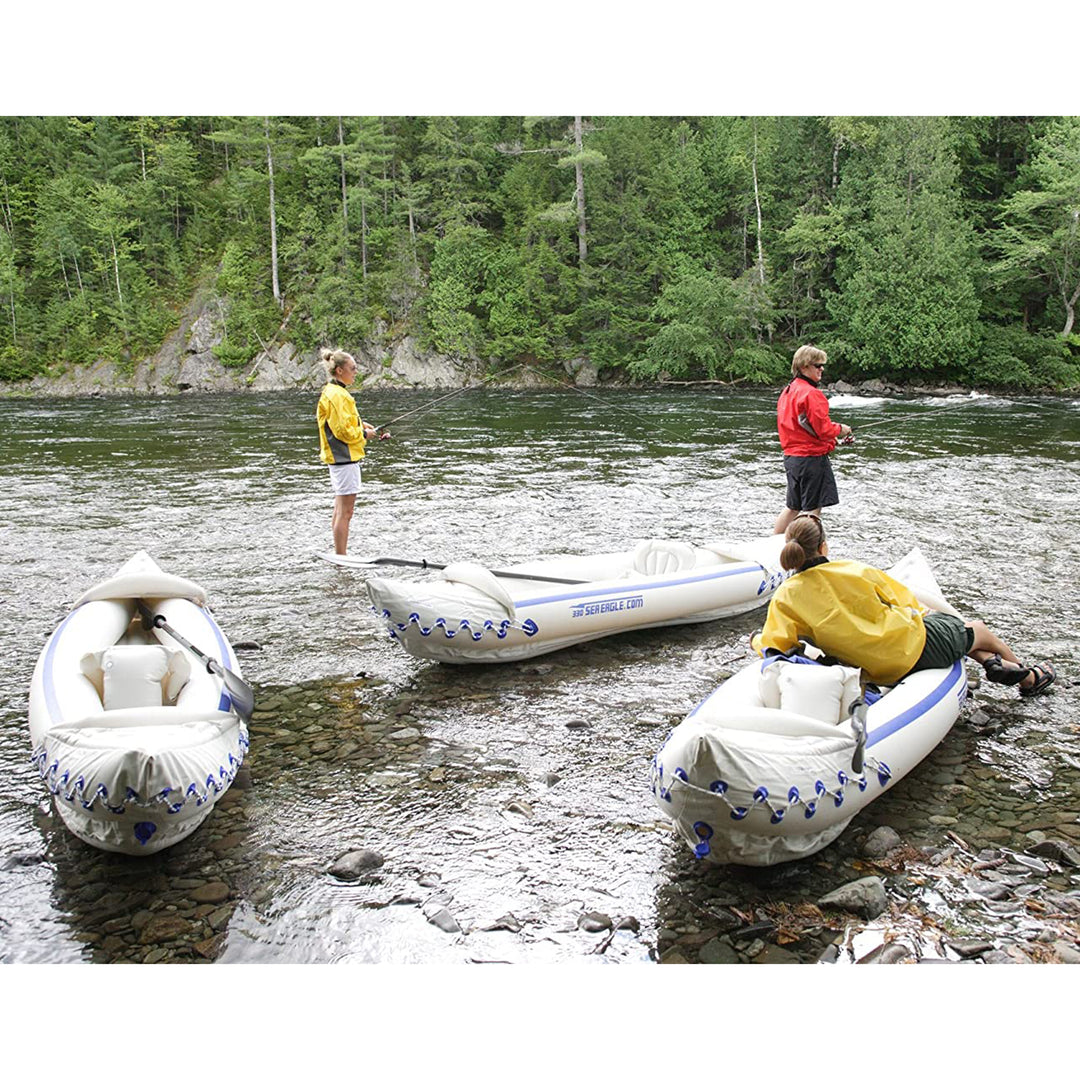 Sea Eagle 2 Person Inflatable Sport Kayak Canoe Boat w/ Pump & Oars (For Parts)