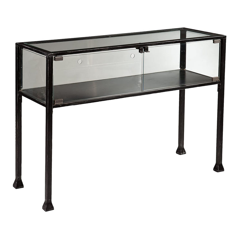 SEI Furniture 2 Door Metal Terrarium Display Console Table, Black (Open Box)