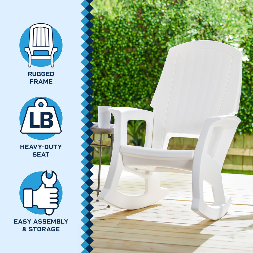 Semco Plastics Rockaway Heavy Duty All-Weather Outdoor Rocking Chair, White