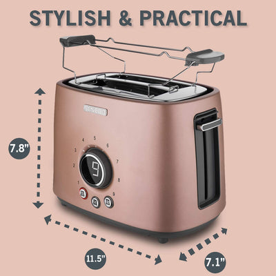 Sencor STS 6055RS Electric Wide 2 Slice High Lift Toaster w/ Rack, Metallic Pink