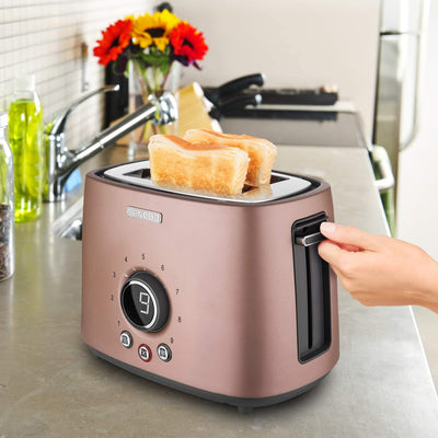 Sencor STS 6055RS Electric Wide 2 Slice High Lift Toaster w/ Rack, Metallic Pink