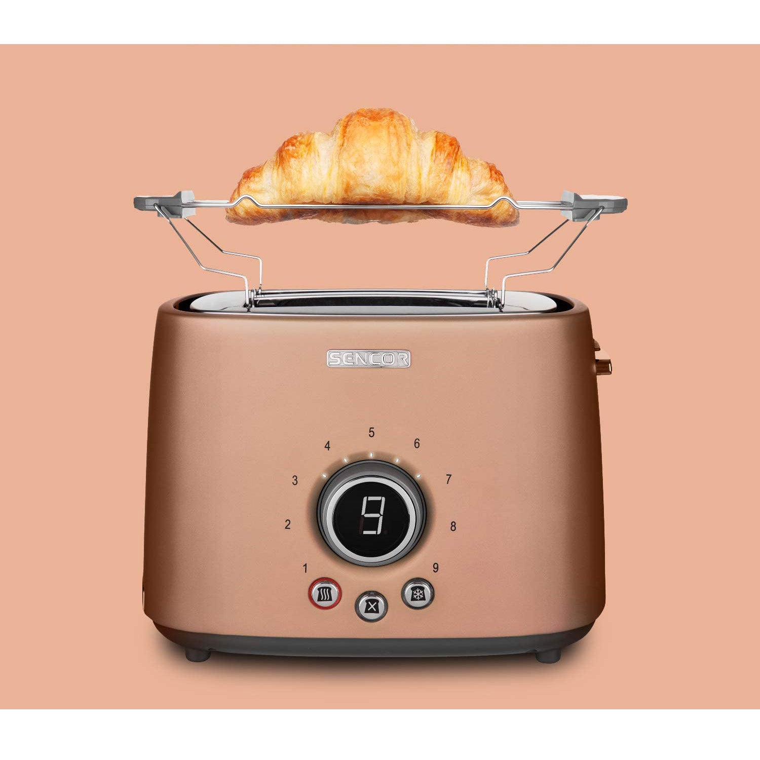 Sencor STS 6056GD Electric Wide 2 Slice High Lift Toaster with Rack, Rose Gold