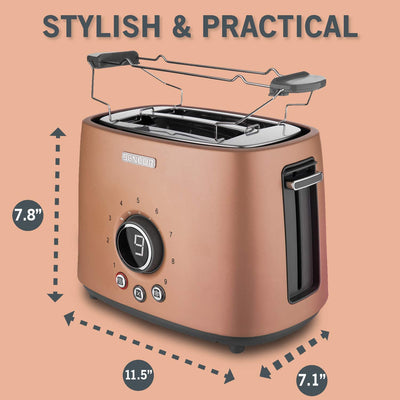 Sencor STS 6056GD Electric Wide 2 Slice High Lift Toaster with Rack, Rose Gold