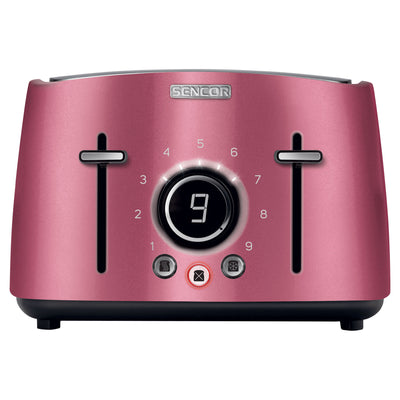 Sencor STS 6074RD Electric Wide 4 Slice High Lift Toaster w/ Rack, Metallic Red