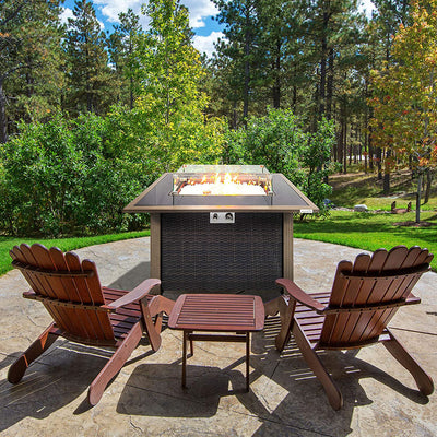 Serenelife Rattan Patio Propane Fire Pit Table with Glass Guard (For Parts) - VMInnovations