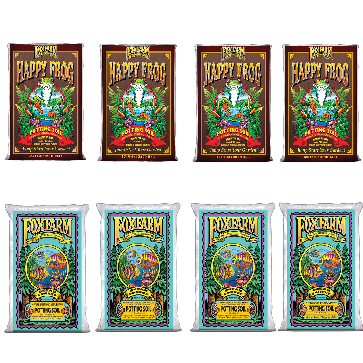 Foxfarm pH Adjusted Happy Frog  Soil (4) & Ocean Forest Plant Garden Soil (4)