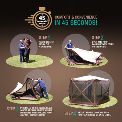 Quick-Set Venture Portable Gazebo Canopy Shelter Screen Tent, Beige (Used) - VMInnovations