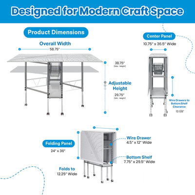 Sew Ready Foldable Hobby and Cutting Grid Table with Storage for Arts and Crafts