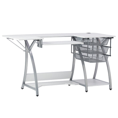 Sew Ready Pro Stitch Adjustable Sewing Machine Table with Storage Drawers, White