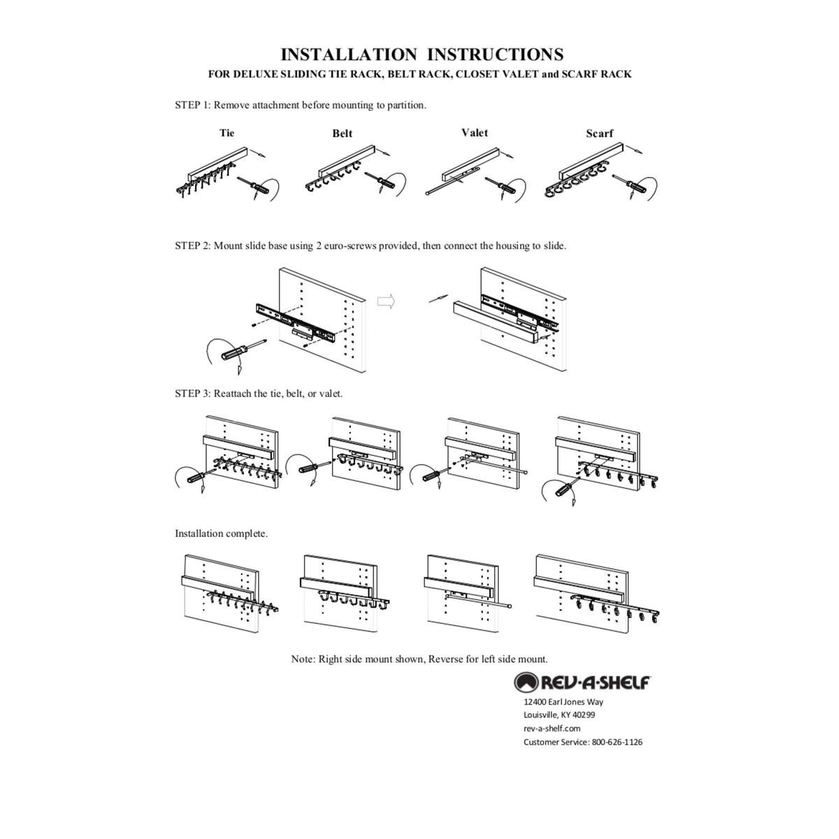 Rev-A-Shelf Sidelines CTRSL-14-SN-1 14" Pull-Out Deluxe Tie Rack, Satin Nickel