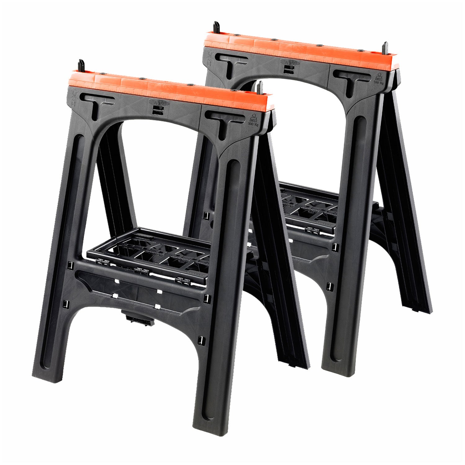 TOOD SH020 Portable 441 Pound Capacity Folding Work Bench Saw Horse, Set of 2 (Refurbished)