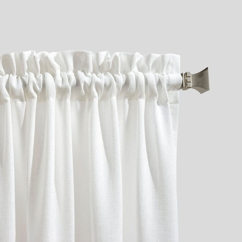 JINCHAN 54 x 84 Inch Grommet Top Woven Semi Sheer Curtains, White (2 Panels)