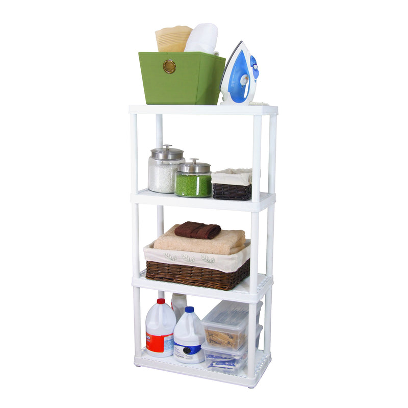 Gracious Living Light Duty Solid Plastic Shelving Unit, White (Open Box)(2 Pack)