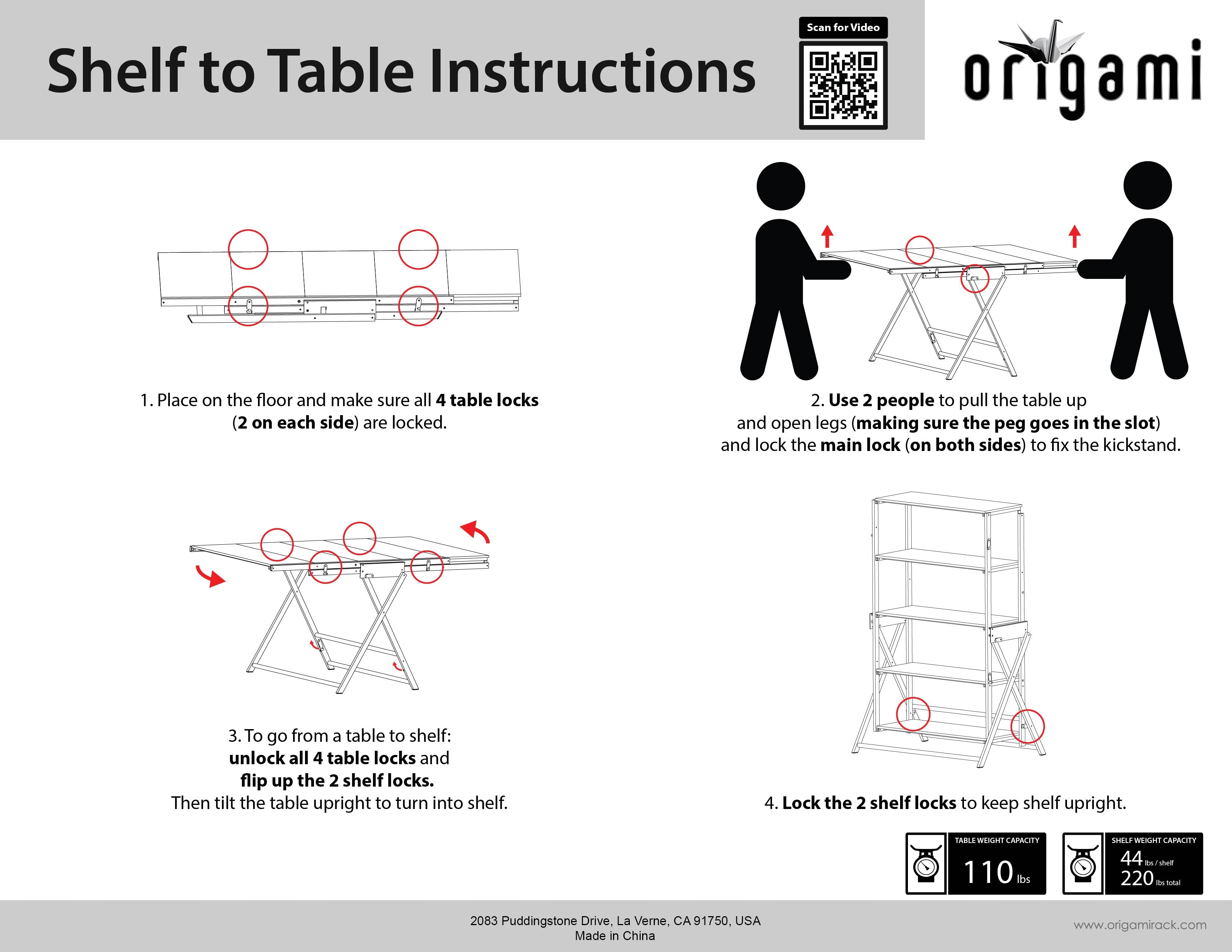 Origami 2in1 Multifunctional Wooden Display Storage Shelf To Table Unit (Used)