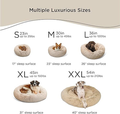 Best Friends by Sheri Luxury 45" Shag Faux Fur Donut Cuddler Pet Bed, Taupe