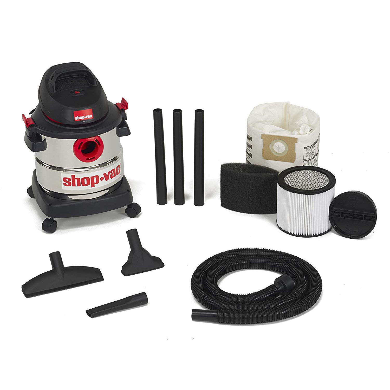 Shop Vac Stainless Steel Portable 5 Gal Wet Dry Vacuum Cleaner & Blower (2 Pack)