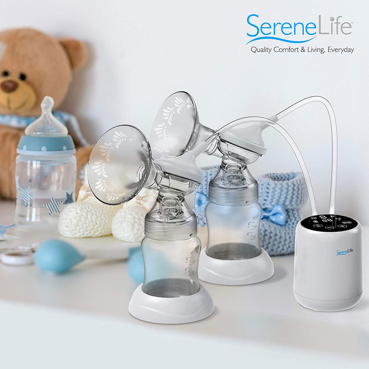 SereneLife Portable Electric Rechargeable Double Breast Pump with LED Display - VMInnovations