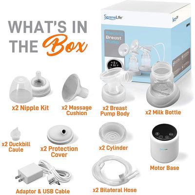SereneLife Portable Electric Rechargeable Double Breast Pump with LED Display - VMInnovations