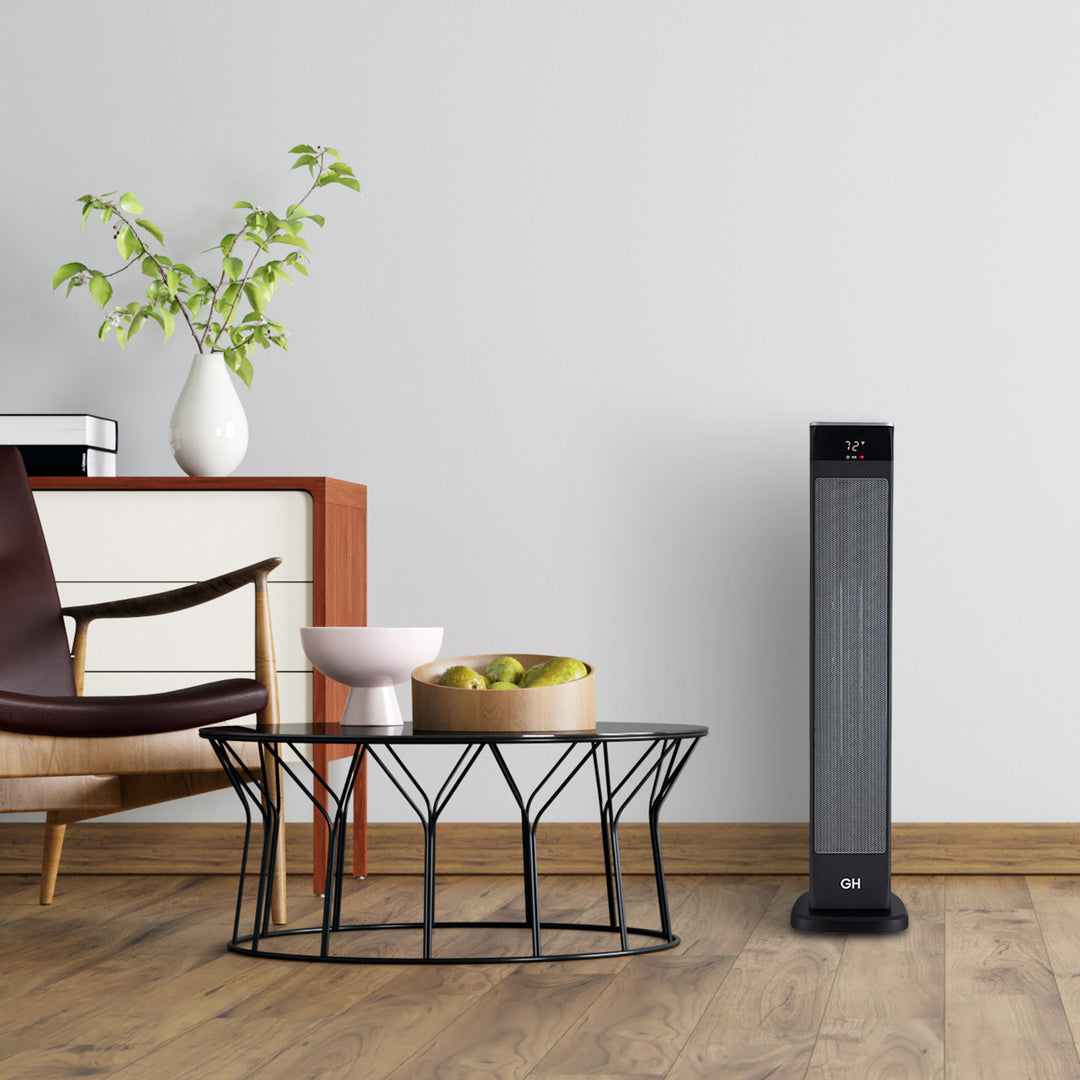 Good Housekeeping 30" Tower Space Heater w/Remote, Oscillating, Black (Open Box)