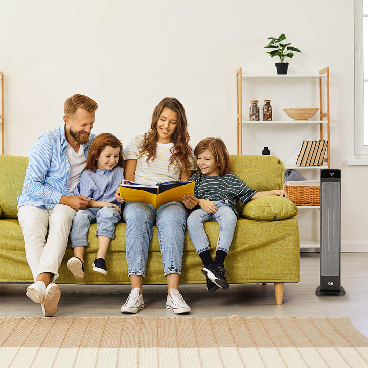 Good Housekeeping 30" Tower Space Heater w/Remote, Oscillating, Black (Open Box)