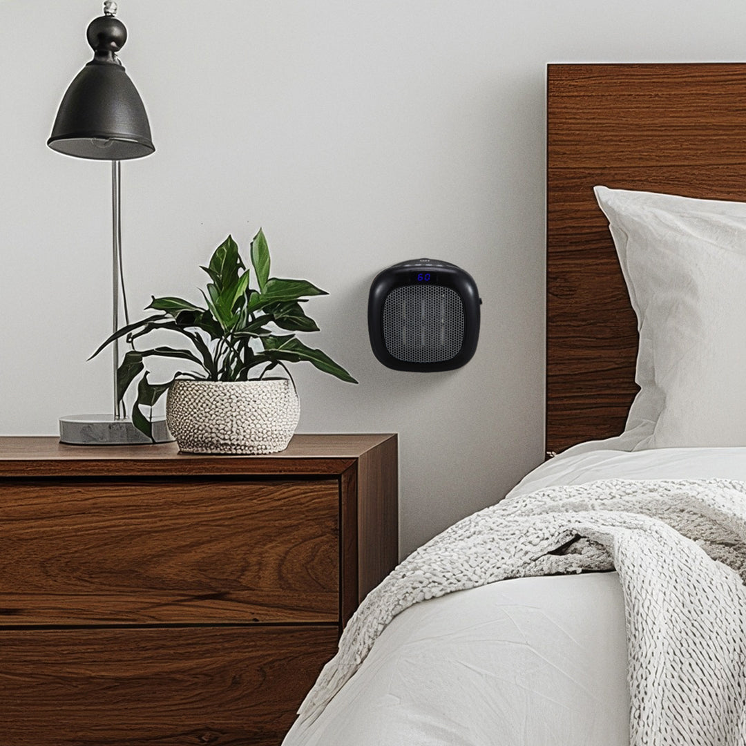 Good Housekeeping Wall-Mount Indoor Space Heater w/Thermostat, 750W, Black(Used) - VMInnovations