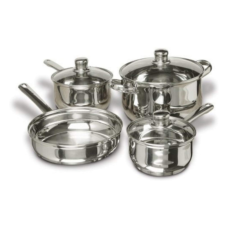 Gibson 7 Piece Carbon Steel Nonstick Pots and Pans Cookware Set, Stainless Steel