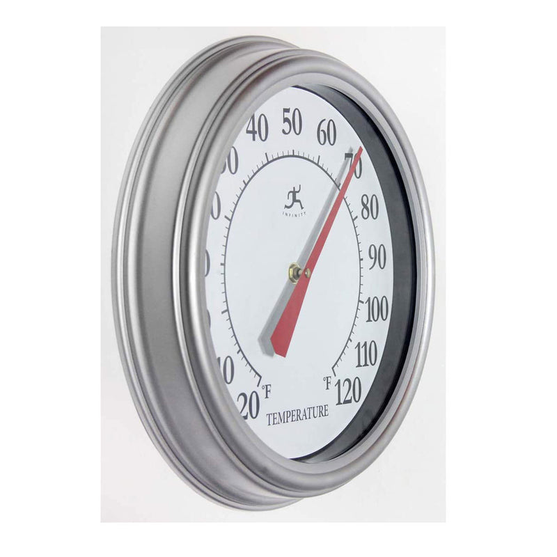 Infinity Instruments 12" Round Analog Outdoor Patio Thermometer, Silver (Used)