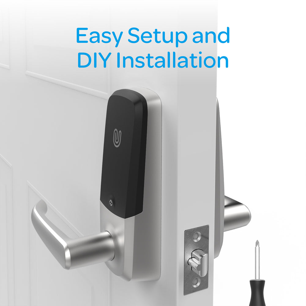 U-Tec Ultraloq UL3 BT 2nd Gen 5 in 1 Smart Home Door Lock Lever Handle, Silver - VMInnovations