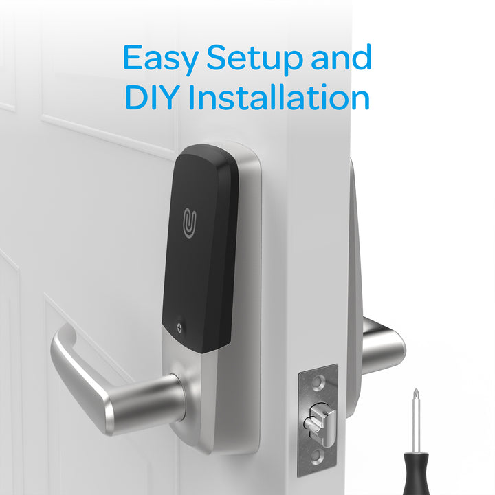 U-Tec Ultraloq UL3 BT 2nd Gen 5 in 1 Smart Home Door Lock Lever Handle, Silver - VMInnovations