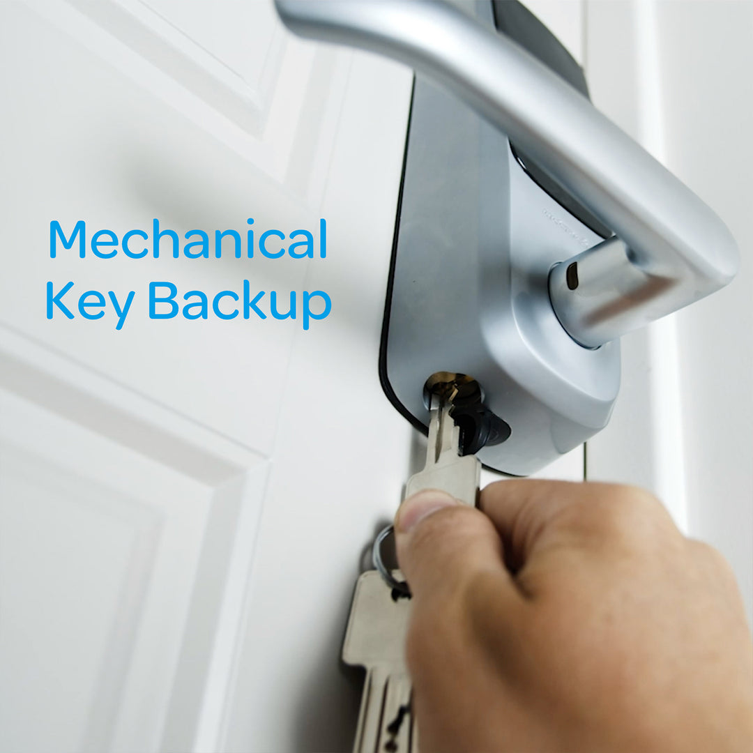 U-Tec Ultraloq UL3 BT 2nd Gen 5 in 1 Smart Home Door Lock Lever Handle, Silver - VMInnovations